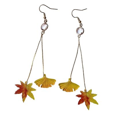 Pendientes de hoja de arce y gingko