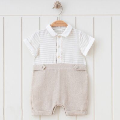 A Pack of Four Sizes 100% Cotton Elegant Style Boy's Natural Romper