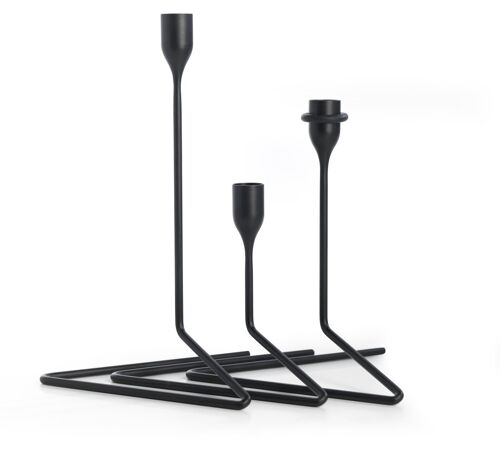 Ljusstake set i tre höjder i svart pulverlack