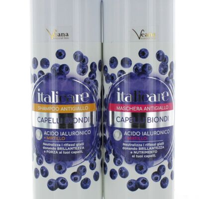Hyaluronic acid blueberry hair shampoo + hair mask - anti-yellow tint (2x 300ml)