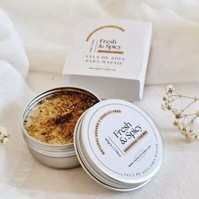 Fresh & Spicy massage soy candle (tangerine and juniper) 50gr