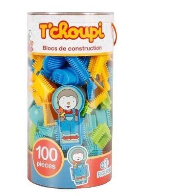 Tube 100 Bloko with 1 T'choupi Pod – From 12 Months – Made in Europe – 1st age construction toy - 503726