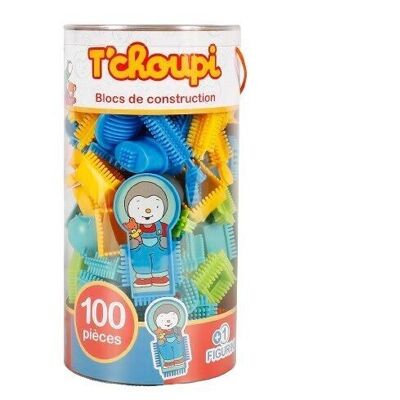 Tube 100 Bloko with 1 T'choupi Pod – From 12 Months – Made in Europe – 1st age construction toy - 503726