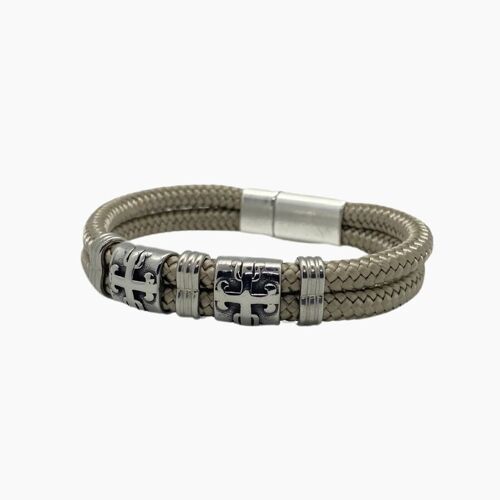 Men's cord bracelet with sliders - Tethys Bronze