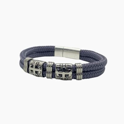 Men's cord bracelet with sliders - Tethys Gray