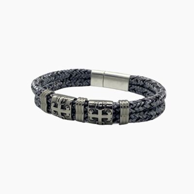 Bracelet cordon à curseurs homme - Tethys Noir-Blanc