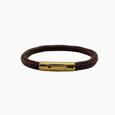 Men's gold and cord bracelet - Midas Brown