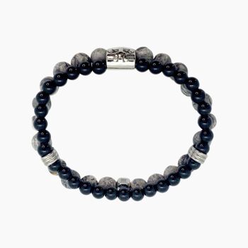 Bracelet homme double perles - Hydra Gris - Noir 5