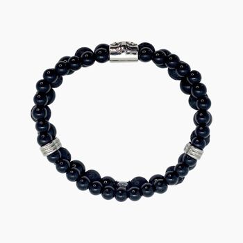 Bracelet homme double perles - Hydra Noir(lave) - Noir 4