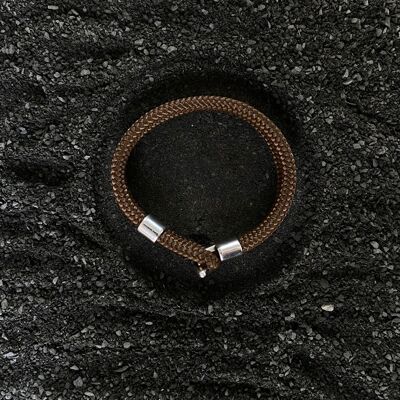 Silver hook clasp - cord men's bracelet - Morpheus Brown