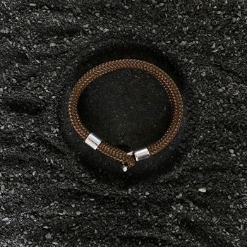 Fermoir crochet argent - bracelet homme cordon - Morpheus Brown 1