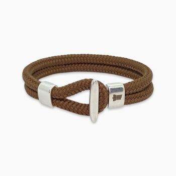 Fermoir crochet argent - bracelet homme cordon - Morpheus Brown 2