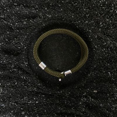 Silver hook clasp - cord men's bracelet - Morpheus Green