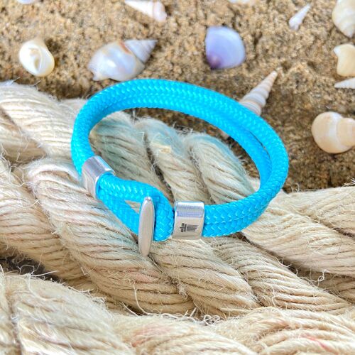 Silver hook clasp - cord men's bracelet - Morpheus Lightblue