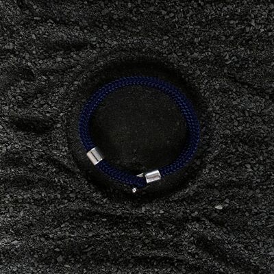 Fermoir crochet argent - bracelet homme cordon - Morpheus Bleu Marine
