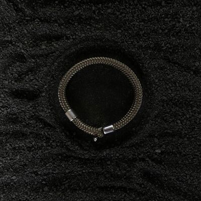 Cierre de gancho de plata - pulsera de cordón para hombre - Bronce Morfeo