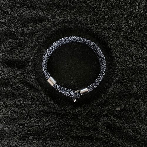 Silver hook clasp - cord men's bracelet - Morpheus Black/white