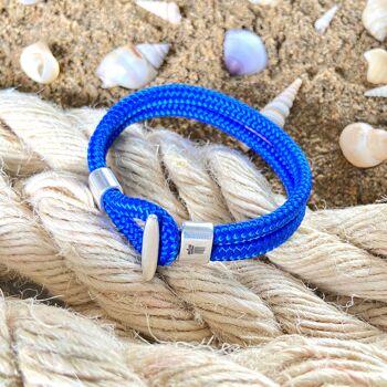 Buy wholesale Silver hook clasp - cord men's bracelet - Morpheus Blue