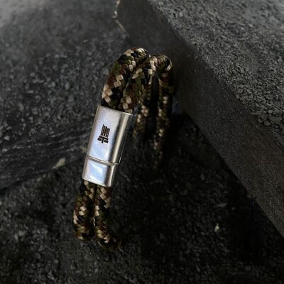 Silver magnetic clasp men's bracelet - Helios Camouflage