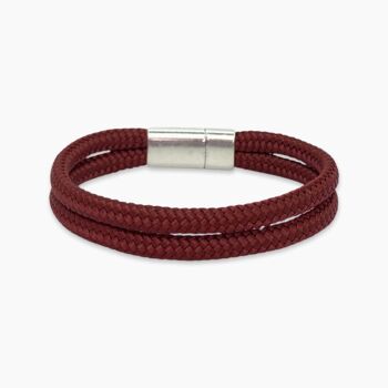 Bracelet homme fermoir aimanté argenté - Hélios Rouge Bordeaux 4