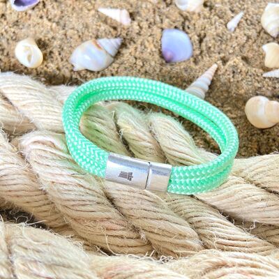 Silver magnetic clasp men's bracelet - Helios Mint green