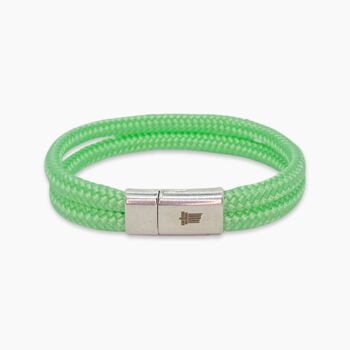 Bracelet homme fermoir aimanté argenté - Helios Vert menthe 2