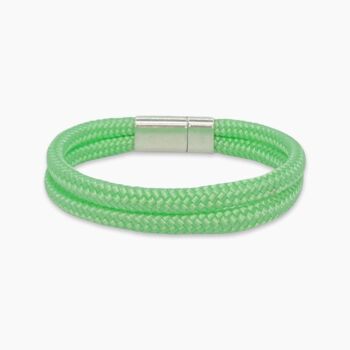 Bracelet homme fermoir aimanté argenté - Helios Vert menthe 4