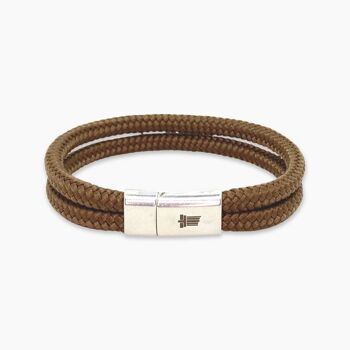 Bracelet homme fermoir aimanté argenté - Helios Brown 4