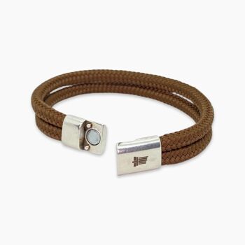 Bracelet homme fermoir aimanté argenté - Helios Brown 5