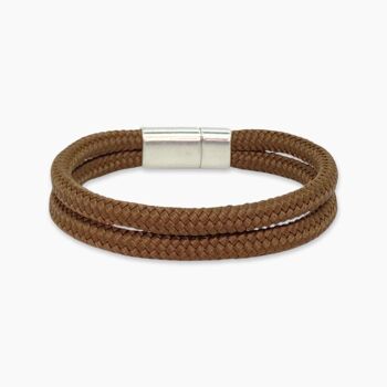 Bracelet homme fermoir aimanté argenté - Helios Brown 6