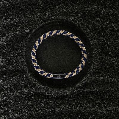 Bracelet cordon homme - Erebus Bleu foncé/marron