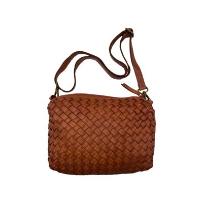 BORSA A TRACOLLA BERENICE IN PELLE LAVATA COGNAC