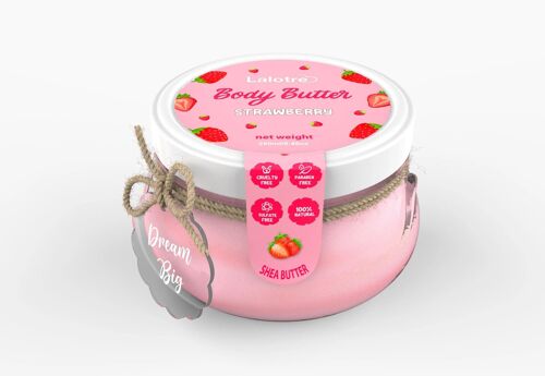 100% Natural Body Butter Strawberry, Whipped Body Butter with Shea Butter, Vegan Organic Body Butter, All Natural Body Butter with Shea, Body Butter with a message