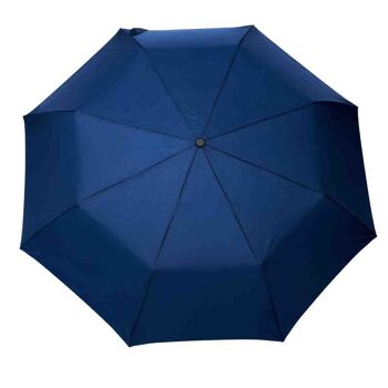 Parapluie bleu marine compact écologique résistant au vent 2