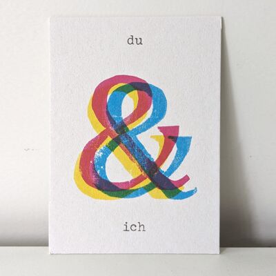 Postkarte "Du & Ich" -  Gemeinsamkeit auf fester Holzschliffpappe gedruckt
