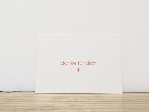 Mini DIN A7 Postkarte "danke für dich" -  auf fester Holzschliffpappe gedruckt