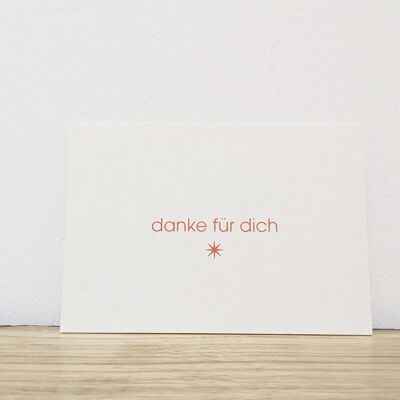 Mini DIN A7 Postkarte "danke für dich" -  auf fester Holzschliffpappe gedruckt