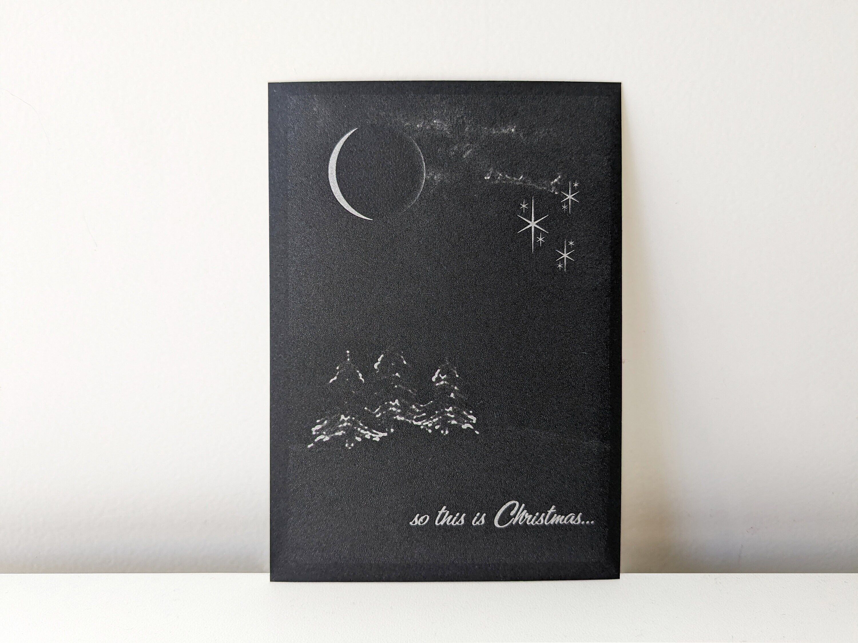 donc c'est Noël - motif paisible en argent sur noir