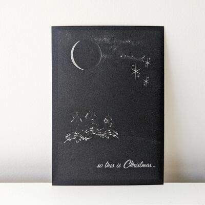 so this is Christmas - peaceful motif in silver on black