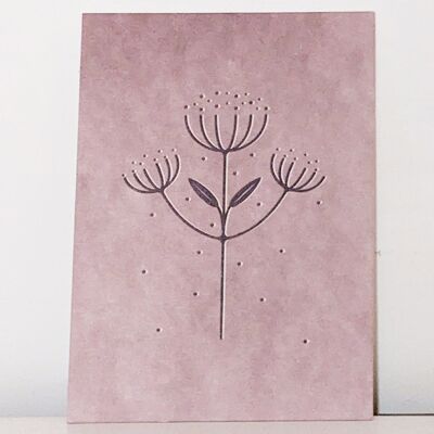 Fleur d'hiver - dessin simple sur carton de bois de pâte à papier