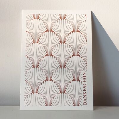 Postal "Gracias": elegante tarjeta con diseño Art Déco con pintura a base de aceite vegetal sobre papel reciclado