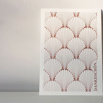 Postkarte "Dankeschön" -  edle Karte in Art Deco Design mit pflanzenölbasierter Farbe auf Recyclingpapier ge
