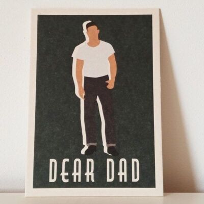 Postkarte "Dear Dad" -  Retrodesign für die Väter dieser Welt. Auf Holzschliffpappe.