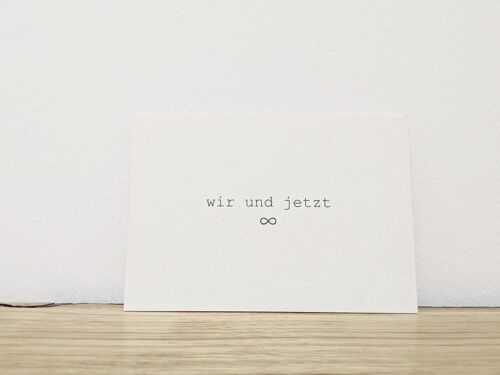 Mini DIN A7 Postkarte "wir & jetzt" -  auf Holzschliffpappe gedruckt