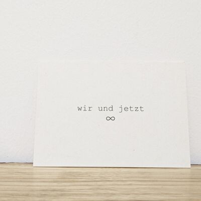 Mini DIN A7 Postkarte "wir & jetzt" -  auf Holzschliffpappe gedruckt