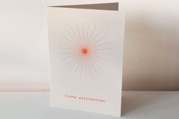 Carte pliante "Étoile de Noël" - simplicité et vœux heureux sur papier de canne à sucre, avec carte postale. enveloppe 1