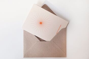 Carte pliante "Étoile de Noël" - simplicité et vœux heureux sur papier de canne à sucre, avec carte postale. enveloppe 3
