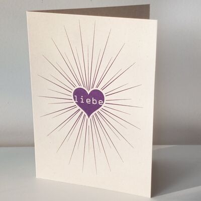 Tarjeta plegable "Love Star" impresa en papel de caña de azúcar incl. ¡Sobre para San Valentín o simplemente porque sí!
