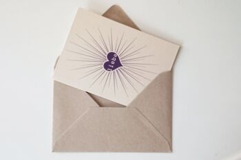 Carte pliante "Love Star" imprimée sur papier de canne à sucre avec pochette. Enveloppe pour la Saint-Valentin ou juste comme ça ! 3