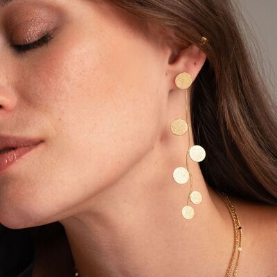 Abra dangling earrings - dangling chain and glitter effect dots